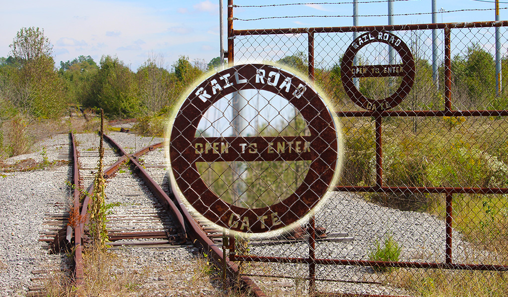 Rusty Abandoned Old Railroad Sign